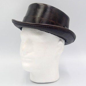Leather Pork Pie Hat, Hand Rubbed Brown - Etsy