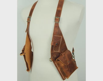 Leren holstertas, praktische schoudertas hippe holster tas utility tas hippe holster schoudertas utility tas