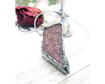 Druzy crystal statement necklace handmade gothic fantasy style