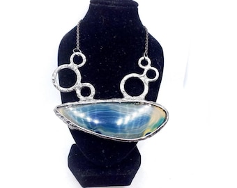 Ocean Statement Necklace - bubble design agate crystal necklace cosplay jewelry