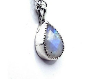 Sterling silver Moonstone crystal necklace handmade minimal jewelry 925 fantasy