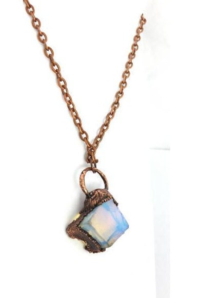 Opalite cube Crystal in copper plate women's jewelry | Etsy