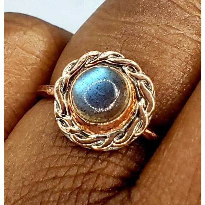 Genuine Labradorite Ring set in Antique Copper main image 0