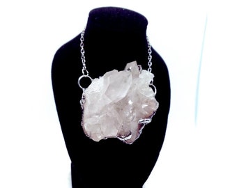 Huge quartz crystal necklace gothic statement piece fantasy cosplay jewelry