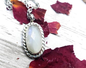 Sterling silver moonstone crystal necklace handmade gothic crystal necklace