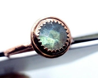 Labradorite copper crystal ring handmade