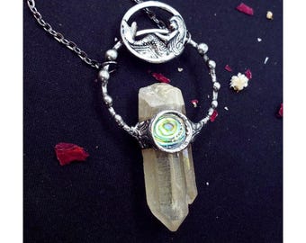 Quartz and Abalone Mermaid Crystal Necklace