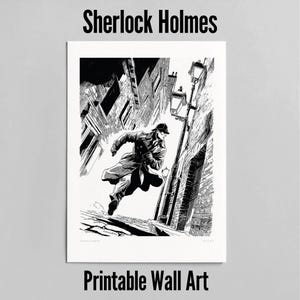 Sherlock Holmes Printable Wall Art | Vintage Detective Poster | 221B Baker Street Literary Digital Download