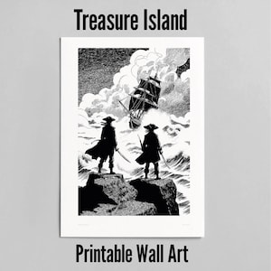 Treasure Island Printable Wall Art | Pirate Map Vintage Poster | Robert Louis Stevenson Literary Digital Download