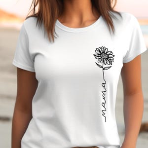 Mama Flower Shirt, Cute Mom T-Shirt, Botanical Plant Shirt, Floral Mother&#39;s Day Gift for New Mom, Flower Shirts for Women, Gift for Her