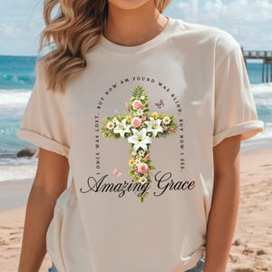 Amazing Grace Christian Shirt for Women, Christian Gift for Her Women, Religious Shirt Gift, Jesus Faith Religion Cross Church Shirt