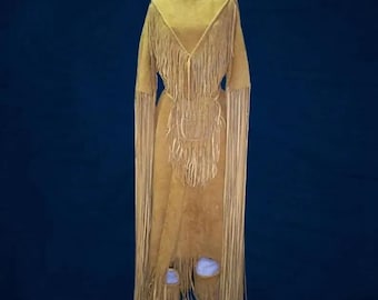 Wildleder Powwow Kleid mit Fransen: American Plains Regalia im indischen Stil