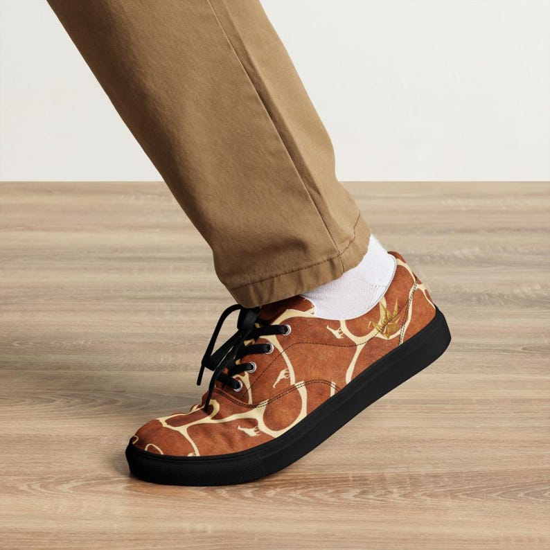 Giraffe Print Canvas Sneakers Men Women | Unisex Low Top Lace Up Shoes | Animal Print Art Trainers | Safari Giraffe Shoes Gift | InsaanCadet image 15