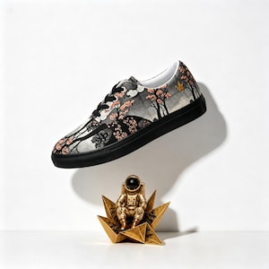Limited Edition Floral Art Print Canvas Sneakers | Unisex Low Top Lace Up Trainers | Mens Womens Designer Streetwear Shoes | Wearable Art