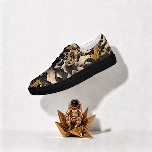 InsaanCadet Canvas Sneakers Men Women | Black Gold Art Print Low Top Shoes | Unisex Lace Up Streetwear Trainers | Limited Edition Gift