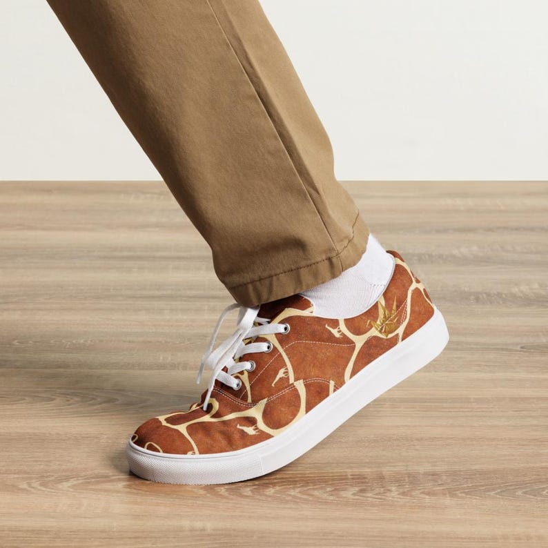 Giraffe Print Canvas Sneakers Men Women | Unisex Low Top Lace Up Shoes | Animal Print Art Trainers | Safari Giraffe Shoes Gift | InsaanCadet image 14