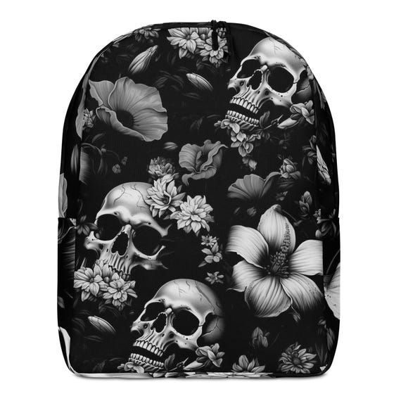 Skull flowers backpack