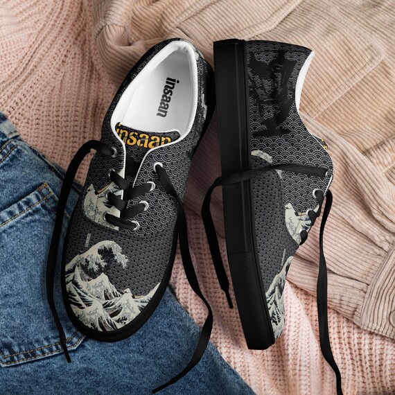 Unique Canvas Sneakers Men, Custom Art Print Low Top Shoes, Handmade Lace Up Casual Sneakers, Cool Birthday Gift for Him, Mens Shoes