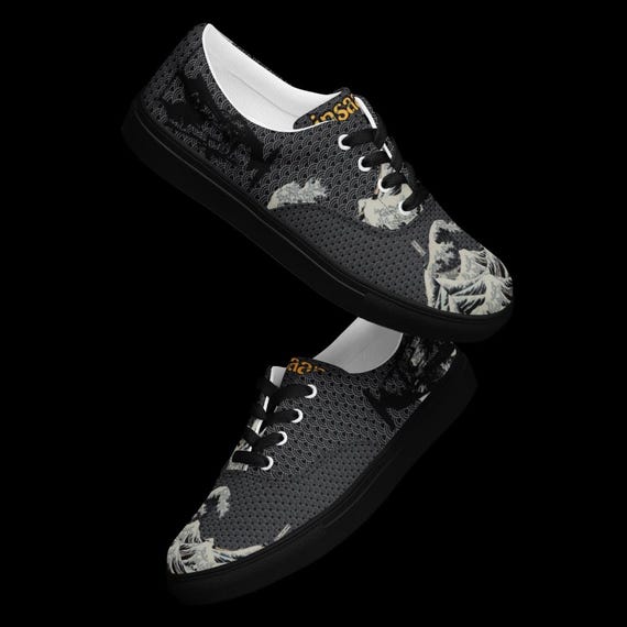 Unique Canvas Sneakers Men, Custom Art Print Low Top Shoes, Handmade Lace Up Casual Sneakers, Cool Birthday Gift for Him, Mens Shoes