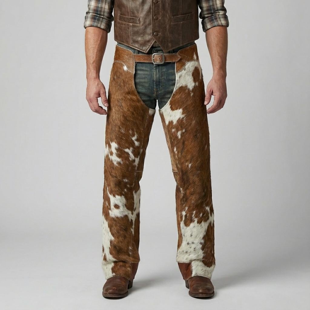 chaps en cuir ancien de nombreux trou