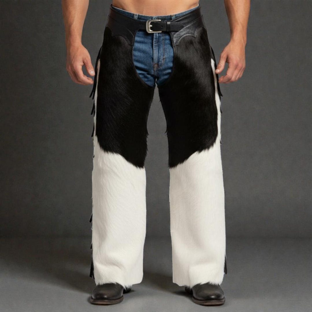 Cowhide Rodeo Chaps Hair-on Cowhide Rodeo Chaps | Handmade Black & White Western Chinks - Etsy