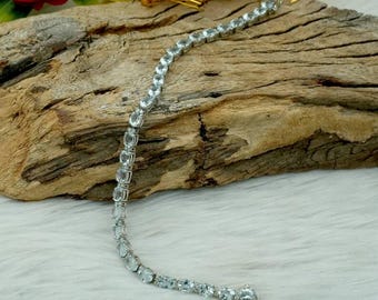 Aquamarine & Diamond 925 Silver Bracelet: Oval Cut Gemstone