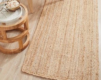 Custom Jute Runner Rug | Natural Fiber Hallway & Entryway Rug | Handwoven Eco-Friendly Carpet | Rustic Boho Farmhouse Style | Boho Décor Rug