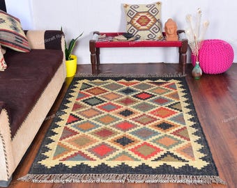 Wool Jute Multi Size Handwoven Green Floral Kilim Rug,Kilim Rug For Bedroom Kitchen Living Area Runner,Turkish Handmade Kilim Rug,Custom Rug