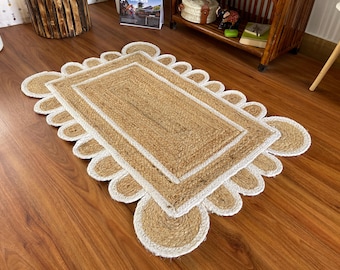 Scallop Rug- Scalloped Jute Rug, Jute Scalloped Rug, Scalloped Rug, Area Rug, Boho Decor, Scalloped Runner Rug, Jute Scallop Rug, Custom Rug