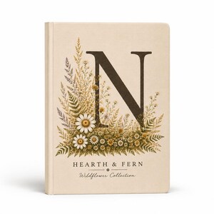 Gepersonaliseerde Letter N notitieboek | Monogramdagboek met wilde bloemen | Notitieboek met bloemen initiaal | Neutraal botanisch tijdschrift | Cadeau voor haar