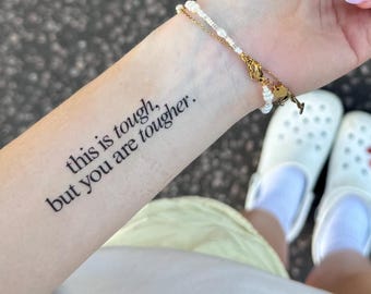This Is Tough, But You Are Tougher - Temporary Tattoos | Motivational Gift for Runner, Running Inspiration