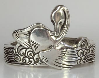 Large Silver Cuff Bracelet, Sterling Silver Bird Bracelet, Sterling Silver Bracelet Womens Gift