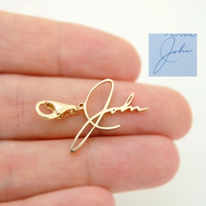 Custom Gold Charm 14K Name Charm Gift Personalized Jewelry Custom Handwriting Gift Yellow, White Gold, Rose Gold