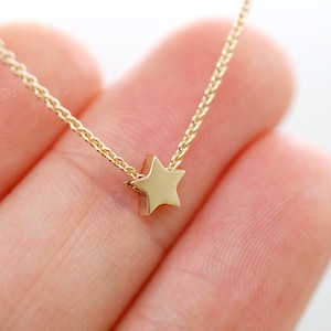 14k Solid Gold Star Daughter Graduation Necklace Multiple Dainty Charms Tiny Letters Mini Sliding Small Initial Pendant