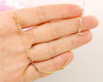 14k gouden kleinkinderen ketting Moederdag cadeau voor oma ketting met kleinkinderen namen meerdere twee drie 4 5 6 7 namen voor grootmoeder