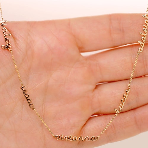 Grandkids Necklace 14K Gold Grandma 