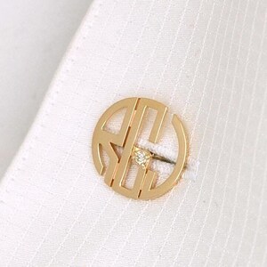 Custom 18k Gold Cufflinks For Men 18kt Solid Gold Fathers Day Gifts For Husband Personalized Wedding Day Initial Cufflinks Groom Monogram