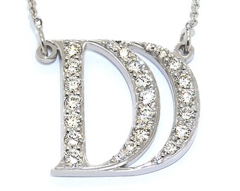 Diamond Initial Necklace, 14K Gold Initial Necklace With Diamond Initial Pendant, Initial Diamond Necklace Real Diamonds Monogram Necklace