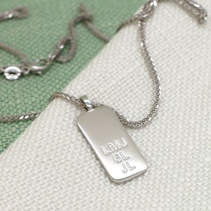 Platinum Dog Tag Necklace Mothers Day Gift Platinum Pendant w Chain Platinum Anniversary Gifts For Husband Custom Platinum Engraved Jewelry image 3