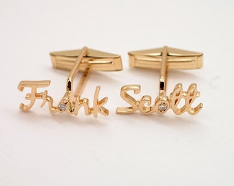 Custom Cufflinks Personalized Gift For Him Mens Cufflinks Sterling Silver 14k 18k Solid Gold Mens Personalize Cuff Links