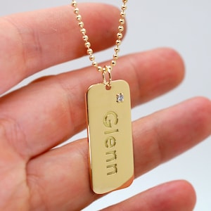 18k Gold Dog Tag Necklace Custom Dog Tag Personalized Gift Engraved Solid 18k Gold Pendant for Men Wedding Gift for Women Christmas Gifts Etsy