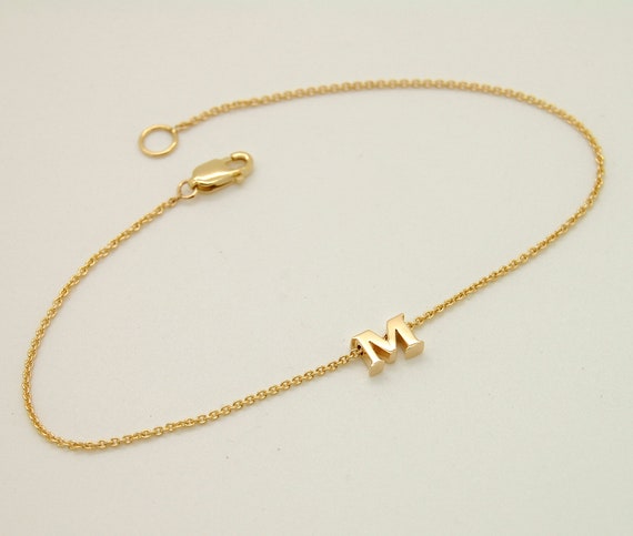 Buy Add on Initial Bracelet 14K Gold Letter Bracelet Tiny Initial Online in  India  Etsy