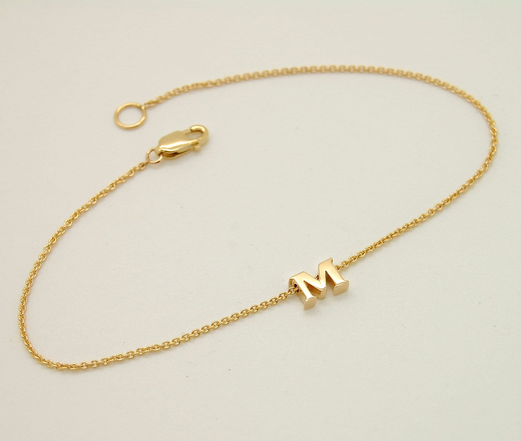 Bold Gold Alphabet M Bracelet