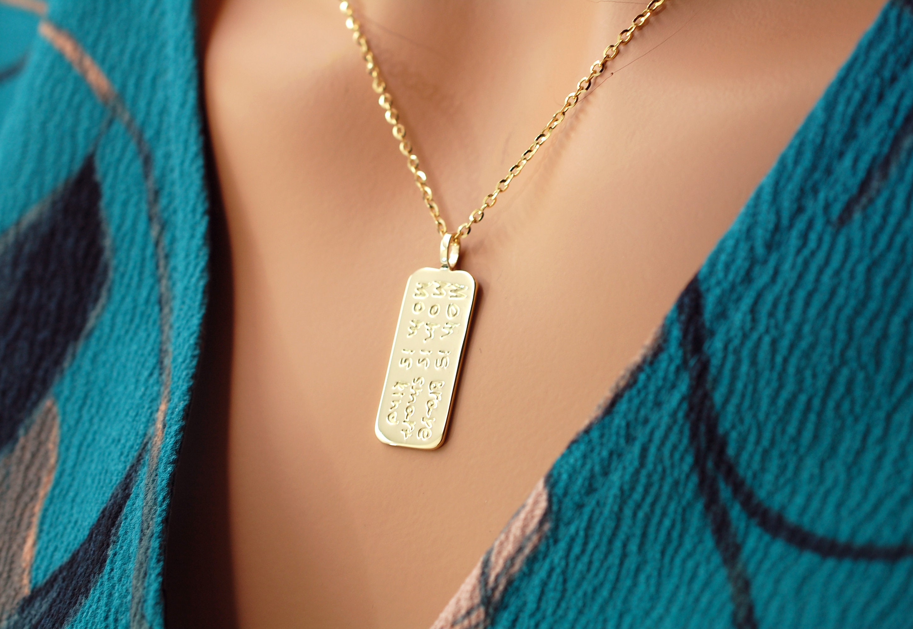 Personalized Dog Tag 14K Gold Custom Dog Tag Necklace Mens Daddy Necklace Anniversary Gift for Men 1x.45in Tag 16 in Necklace
