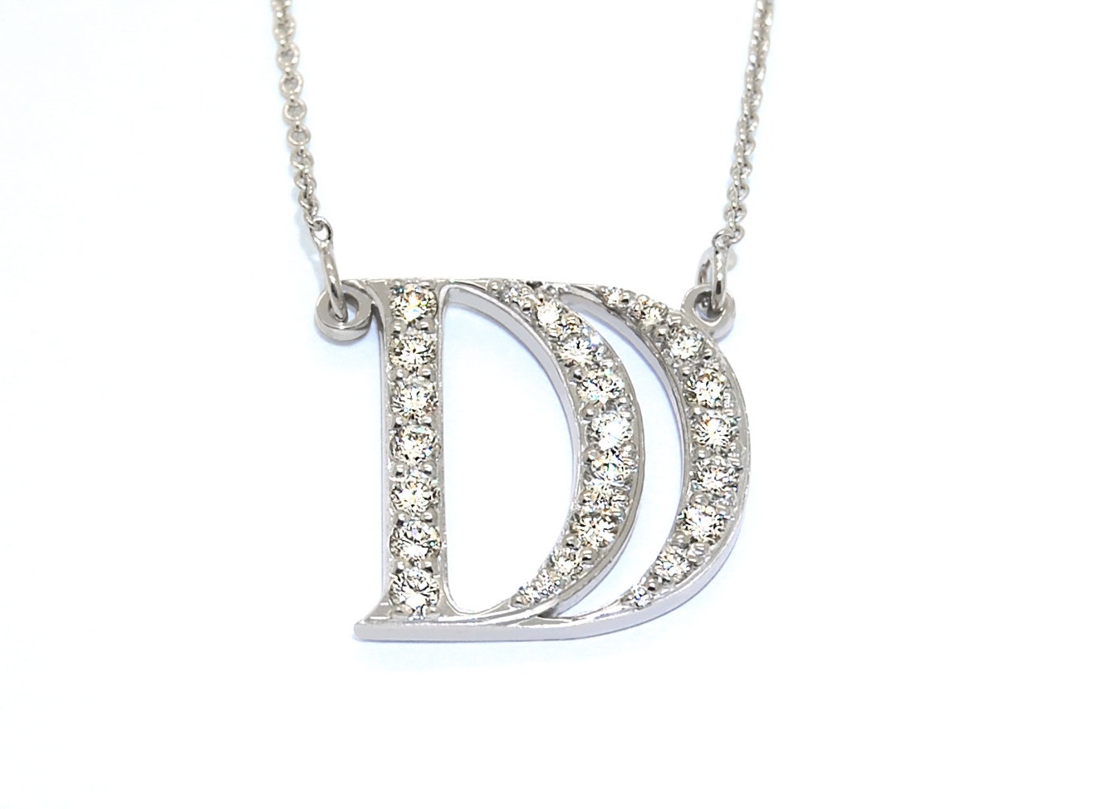 Diamond Initial Necklace 14K Gold Initial Necklace With Etsy