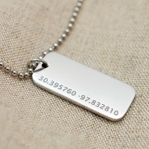 Platinum Dog Tag Necklace 20th Wedding Anniversary Gift Platinum Pendant w Chain Custom Platinum Engraved Tag for Men and Women