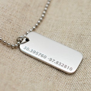 Platinum Dog Tag Necklace Mothers Day Gift Platinum Pendant w Chain Platinum Anniversary Gifts For Husband Custom Platinum Engraved Jewelry image 1