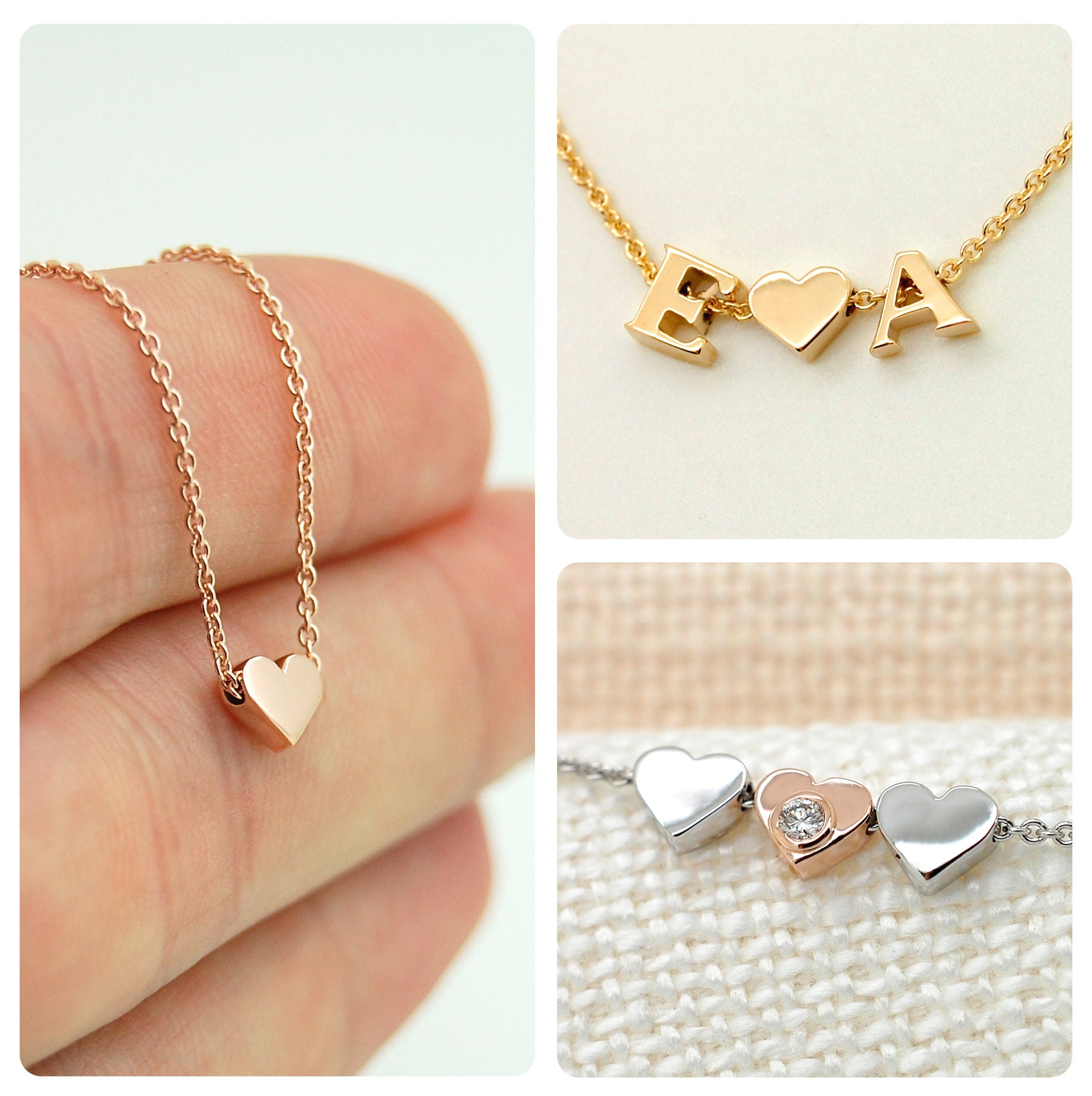 Tiny Heart Necklace 14K Gold Heart 