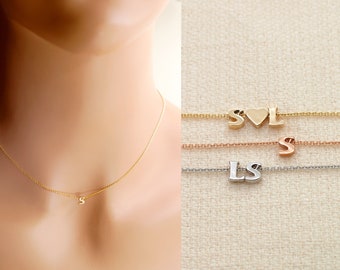 Letter S Necklace 14K Initial S Necklace Solid Gold Small Layer Necklace for Women Personalized Jewelry Gifts