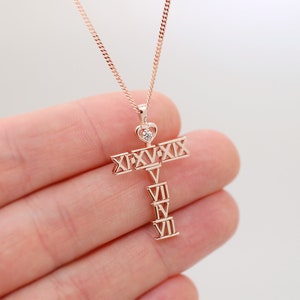 Anniversary Gift for Women Dates Jewelry, Anniversary Necklace Cross for Wife for Mother for Daughter for Her Personalized Gift